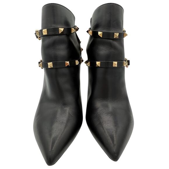 Valentino Garavani Rockstud Ankle Boots Black Leather Stud High Heel EU 40 US 10 - Picture 3 of 15